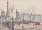 Georges Dominique Rouault, Place de la Concorde, watercolor on paper