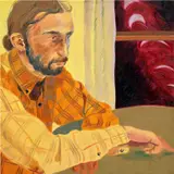 Anthony Cudahy, Ian at the table (moonstretch), 2020, oil on canvas