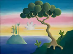 Daisy Dodd-Noble, Three trees on an island, 2020, oil on canvas