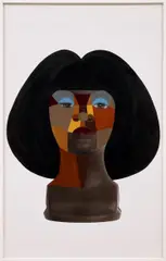 Derrick Adams, Style Variation 4, 2018, acrylic, pencil and inkjet print on paper, in artist's frame