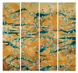 Tammy Nguyen, Dust Season, 2020, watercolor, vinyl and pastel on paper laid on panel, in 4 parts