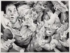 We’re All Winners Here by Anna Park, 2019, charcoal on paper, sold Mar 2023