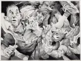 Anna Park, We’re All Winners Here, 2019, charcoal on paper