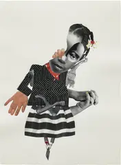 Deborah Roberts, We Heard the Thunder #6, 2017, mixed media on paper