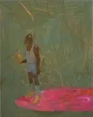Derek Fordjour, Untitled (floating), 2015, acrylic and oil on panel