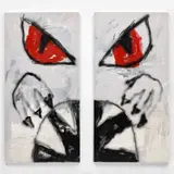 Robert Nava, The Tunnel, 2019, acrylic and spray paint on canvas, diptych