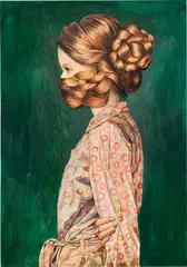 Ángeles Agrela, Los besos (The kisses), 2018, acrylic and colored pencil on paper