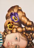 Ángeles Agrela, Nadia y sus trenzas (Nadia and her braids), 2017–2018, acrylic and colored pencil on paper