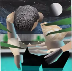 Brandon Lipchik, Moon Swim, 2021, oil and acrylic on canvas