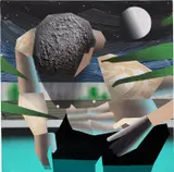 Brandon Lipchik, Moon Swim, 2021, oil and acrylic on canvas