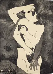 ¿Arrepentida? (Repentant?) by Belkis Ayón, 1993, collograph on paper, sold Mar 2023