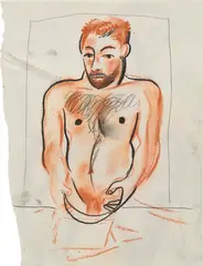Untitled by Louis Fratino, 2018, double-sided sanguine, chalk and pencil on paper, offered Mar 2023