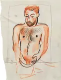 Louis Fratino, Untitled, 2018, double-sided sanguine, chalk and pencil on paper
