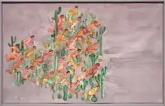 Sanya Kantarovsky, Infinitely Repeating Pattern III, 2017, watercolor and pastel on paper, in artist’s frame