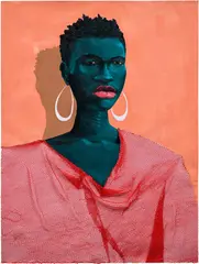 Red on Black by Adjei Tawiah, 2021, oil and sponge cloth on paper, sold Mar 2023