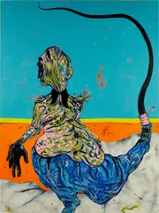 Simphiwe Ndzube, Through the Valley of Nameless Evil, 2018, acrylic and oilstick on canvas