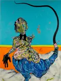 Simphiwe Ndzube, Through the Valley of Nameless Evil, 2018, acrylic and oilstick on canvas