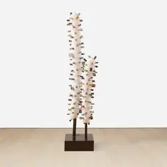 Two Sticks by Evan Holloway, 2015, steel, plaster, spent batteries and shellac, offered Mar 2023