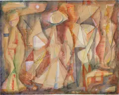 Untitled (Abstract Figures) by René Portocarrero, 1949, watercolor, ink and pencil on paper, offered Mar 2023