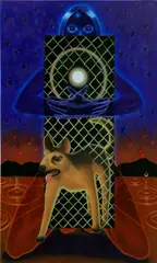 Anja Salonen, Moon Dog, 2022, oil and acrylic on canvas
