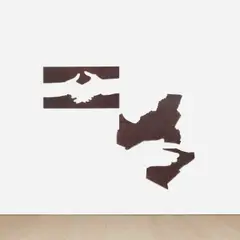 Seth Price, Untitled, 2007, carmine birdseye maple and Plexiglas, in 4 parts