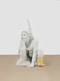 Adrián Villar Rojas, Angel from the series Lo que el fuego me trajo (What fire has brought me), 2008, plaster, wood, beer bottles and plastic bottles