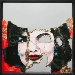 Douglas Gordon, Self Portrait of You + Me (Red Jackie), 2007, burnt photograph mounted to mirror, in artist’s frame