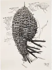 Chen Zhen, Drawing for "Flea-House", 1996, India ink on paper