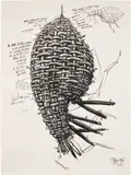 Chen Zhen, Drawing for "Flea-House", 1996, India ink on paper