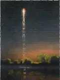 Stephen Hannock, Flooded Reservoir: Golden Dusk, 1993, polished oil and monotype on paper
