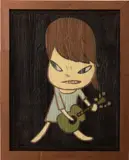 Yoshitomo Nara, Guitar Girl, 2019, acrylic on wood, in artist's frame