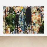 Rashid Johnson, Untitled Escape Collage, 2016, ceramic tile, black soap, wax, vinyl and spray enamel, in 2 parts