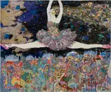 Maria Berrio, No One Can Hear You, Only the Wind, 2012, Japanese paper collage, dried leaves, watercolor and pencil on canvas