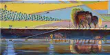 Wayne Thiebaud, Levee and Cow, 2001, oil on canvas