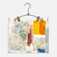Robert Rauschenberg, Bath, 1964, oil and solvent transfer on Plexiglas with wire, string and metal clothes hanger