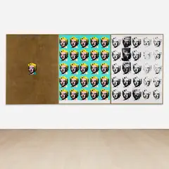 Elaine Sturtevant, Study for Warhol Marilyn, 1973, synthetic polymer silkscreen and acrylic on canvas, triptych