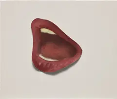 Mouth Fragment by Tom Wesselmann, 1973, oil on cut out canvas laid down on card, sold May 2023