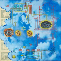 David Wojnarowicz, The Anatomy and Architecture of June 19, 1953 (for Julius and Ethel Rosenberg), 1987, acrylic and paper collage on Masonite mounted on wood
