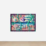 Kenny Scharf, Somnoplaya, 1998, oil on canvas, in artist's frame
