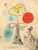 Joan Miró, Femmes devant le soleil (Women in Front of the Sun), pencil, pastel, India ink, gouache and watercolor on paper