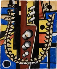 Fernand Léger, Composition américaine aux éléments mécaniques, 1942, gouache, brush and India ink on paper