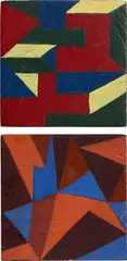 Giacomo Balla, Sottobicchiere, 1918, oil on wood, double-sided