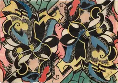 Hannah Höch, Komposition, 1917, tempera over linocut, mounted on card