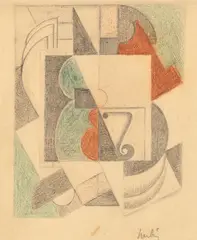 Auguste Herbin, Composition cubiste, 1918, color pencil and pencil on paper