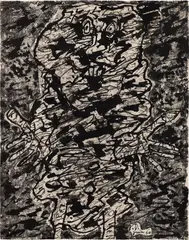 Personnage by Jean Dubuffet, India ink and wash on paper, sold May 2023