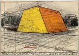 Christo, Otterlo Mastaba (Project for Rijksmuseum Kröller-Müller), 1973, charcoal, enamel paint, pen and wax crayon on paper, in artist's Plexiglas box frame
