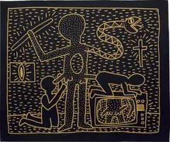 Keith Haring, Untitled, gold felt-tip pen on plastic