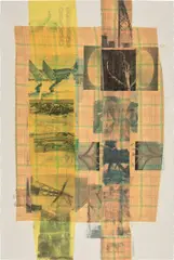 Sherbet Tree (Slide) by Robert Rauschenberg, 1979, solvent transfer on fabric collage on paper, sold May 2023