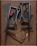 Louise Nevelson, Volcanic Magic XXIV, 1985, wood, paper and metal collage, in artist's frame
