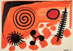 Flyball Governor by Alexander Calder, 1961, gouache and ink on paper, sold May 2023